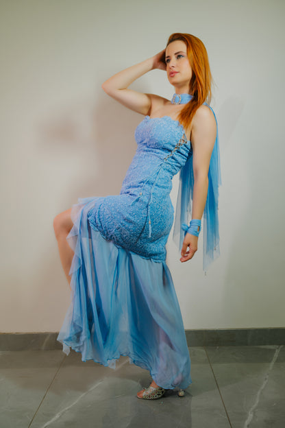 Dusty Blue Lace Dress