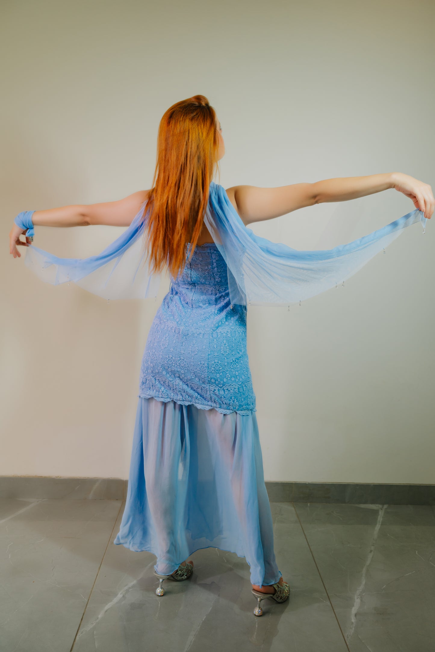 Dusty Blue Lace Dress