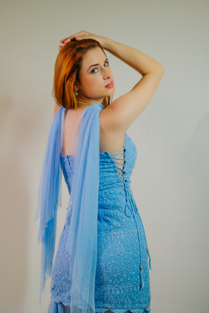 Dusty Blue Lace Dress