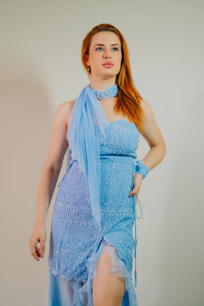 Dusty Blue Lace Dress