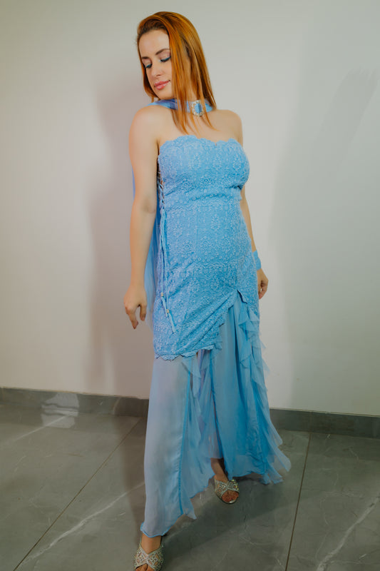 Dusty Blue Lace Dress