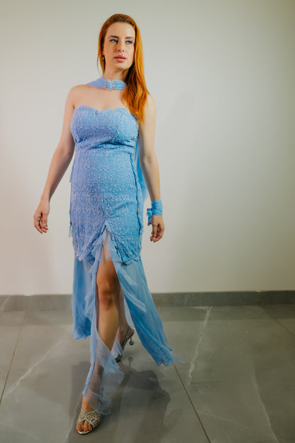 Dusty Blue Lace Dress