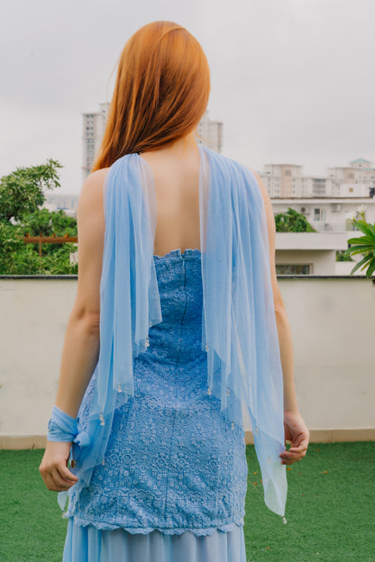 Dusty Blue Lace Dress