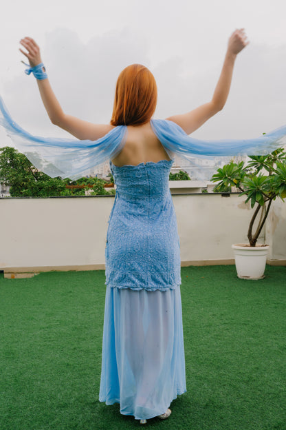 Dusty Blue Lace Dress
