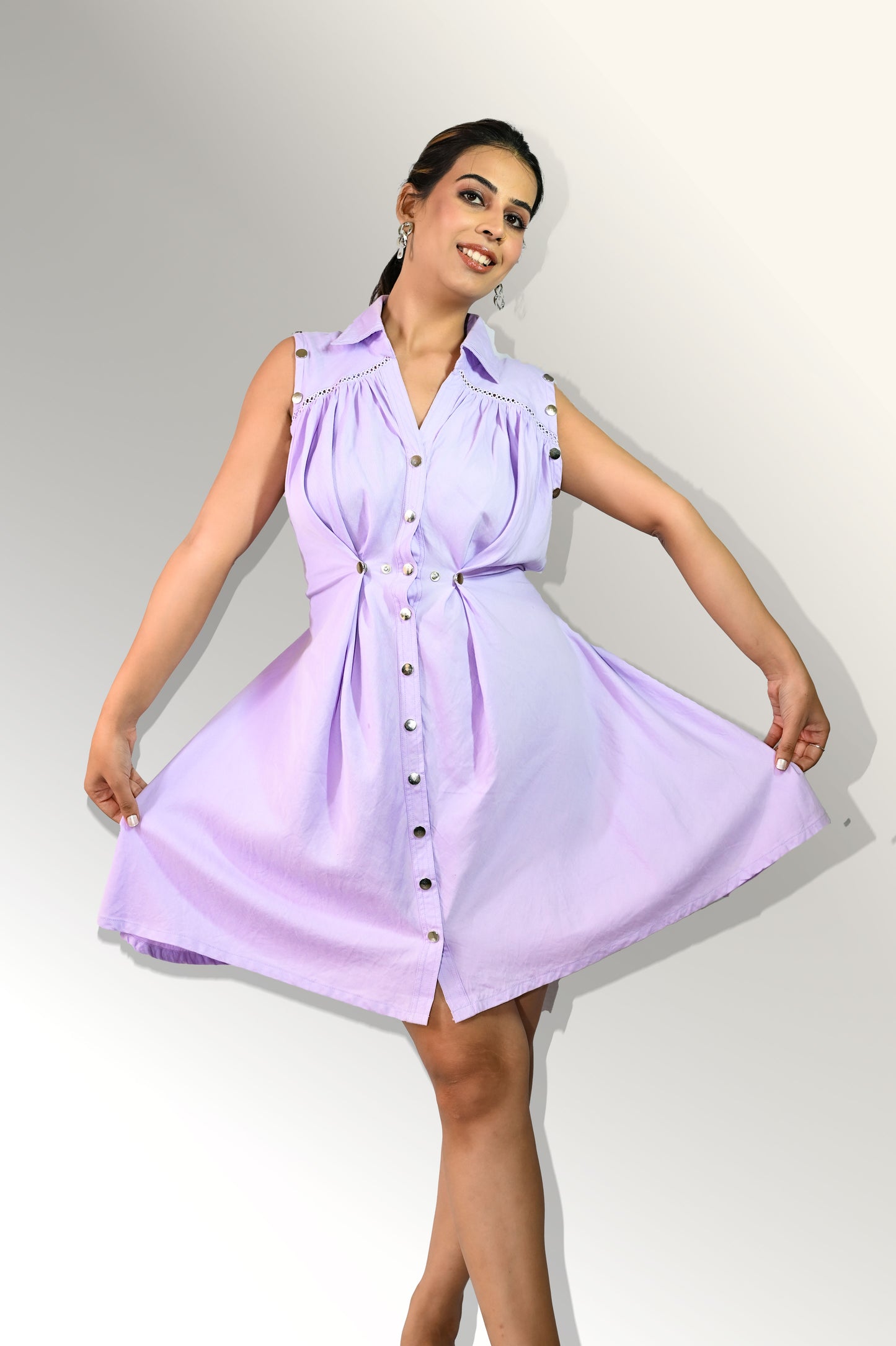 Lavender shirt dress