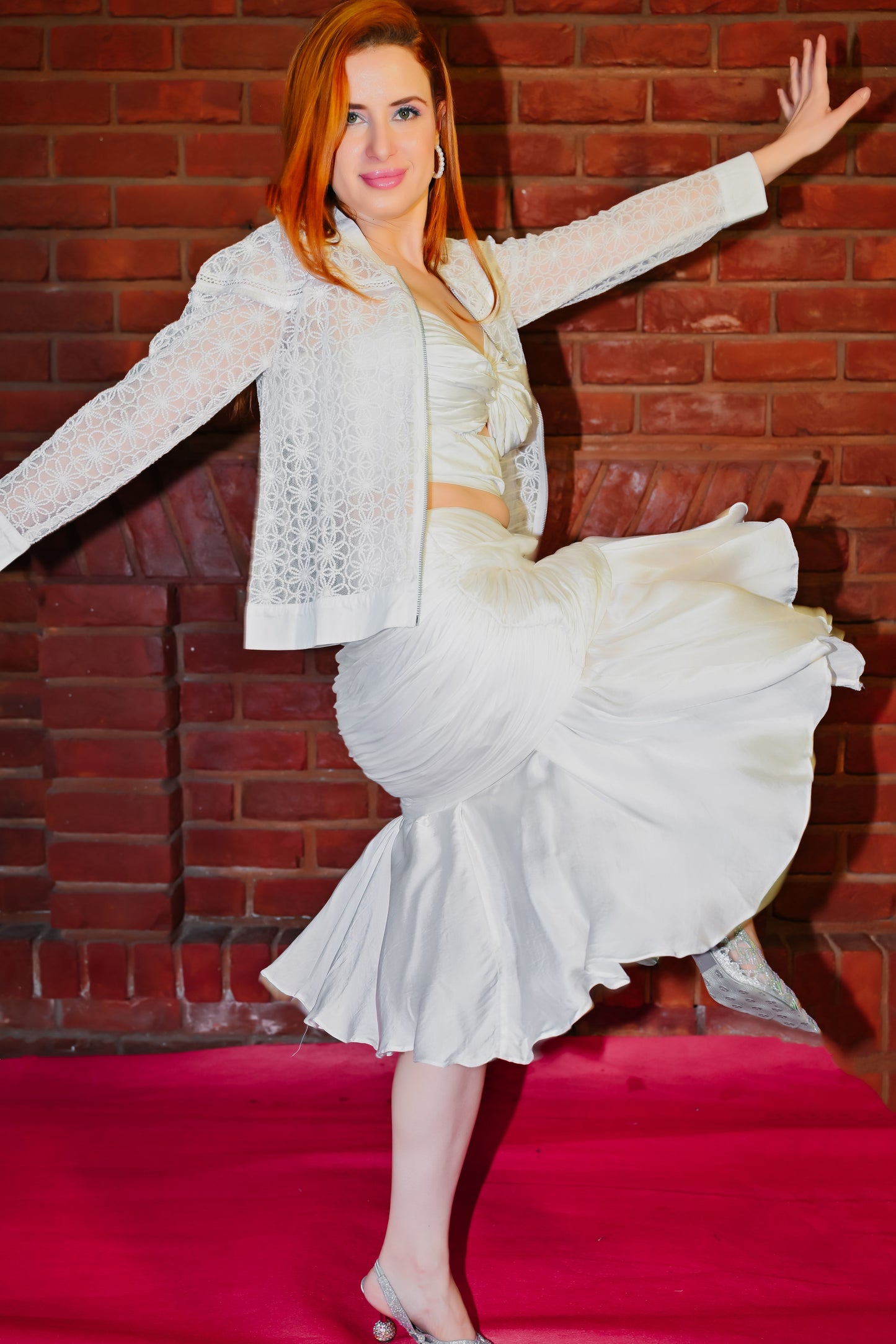 3 Pcs Ruched Top and Skirt with Jacket