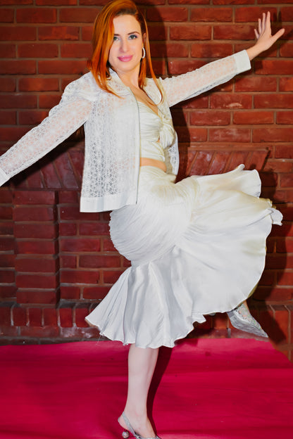 3 Pcs Ruched Top and Skirt with Jacket