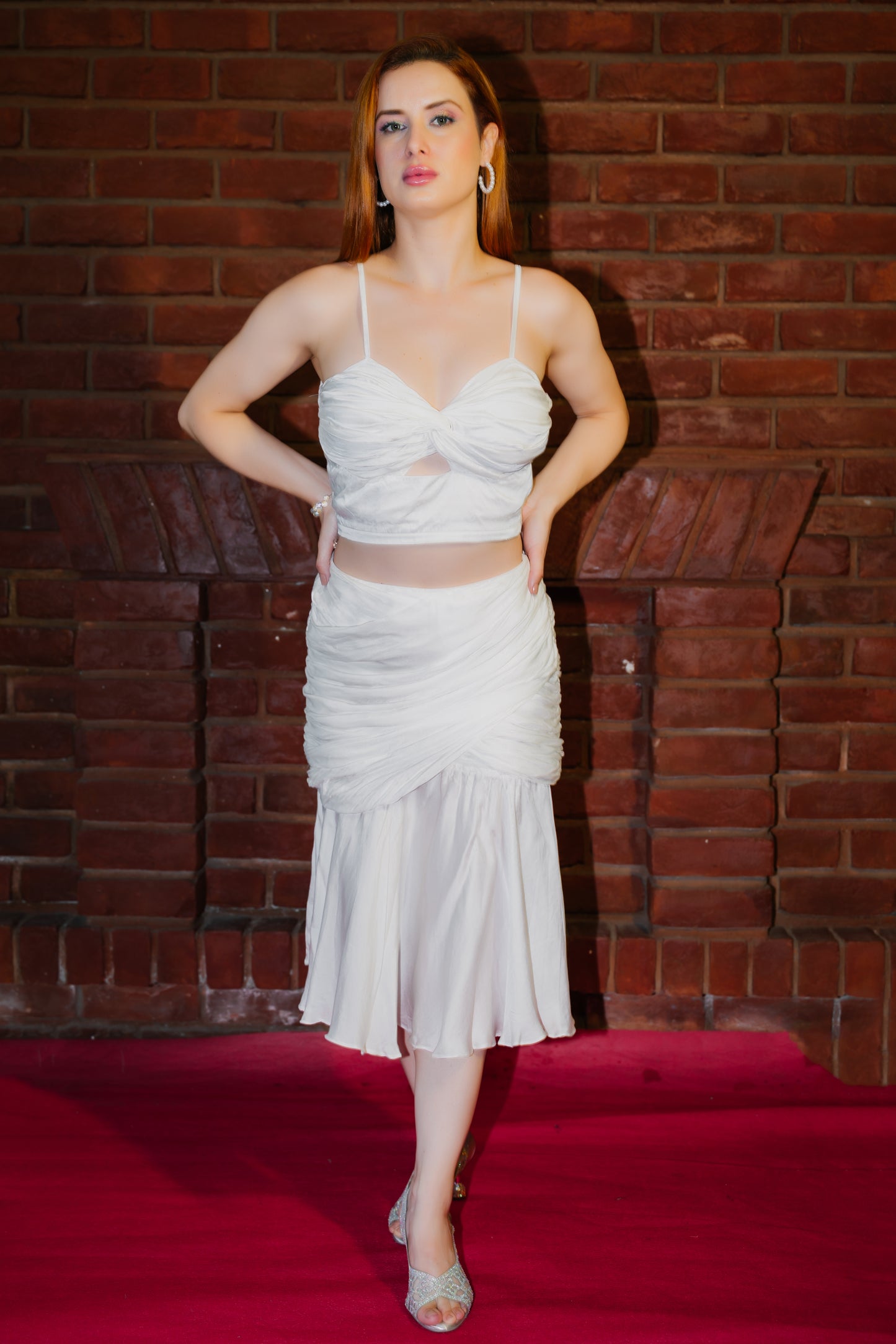 3 Pcs Ruched Top and Skirt with Jacket